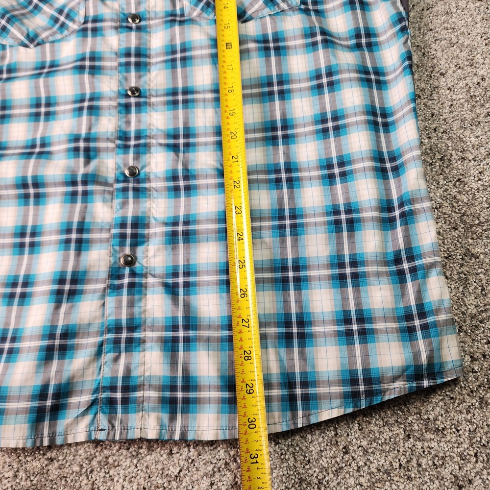 Kuhl Plaid Shirt Mens Large Blue Short Sleeve Snap Front Hiking Outdoor EUC - Picture 16 of 16